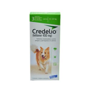 Anti Garrapatas Pulgas Credelio Perros 450 mg (11 A 22kg) 3 Tb verde